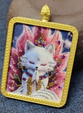 洒金唐卡吊坠嘎乌盒新品西藏财神