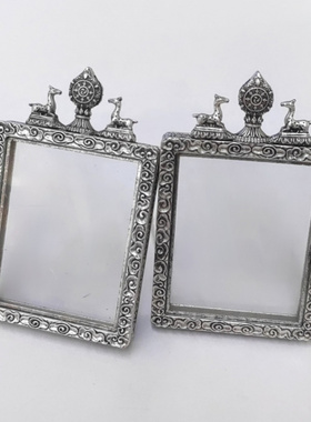 新款双面单面双鹿唐卡吊坠玻璃镜