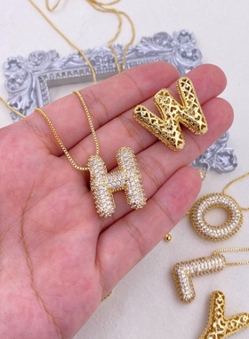 欧美铜镶锆石18K金镂空满钻气球