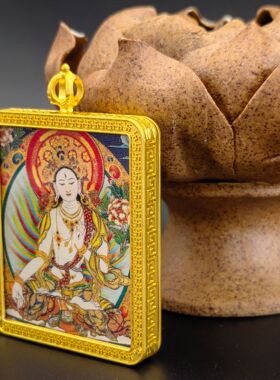 单面描金白度母4x5八宝莲花万字