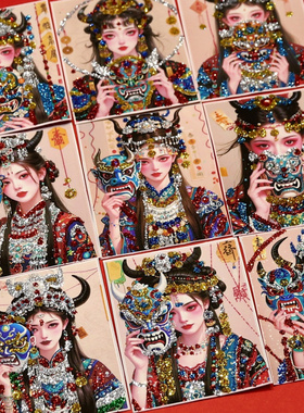 手绘彩金唐卡卡芯画芯金色嘎乌盒