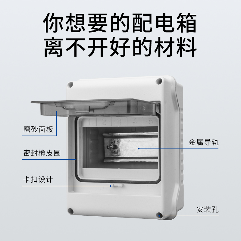 HT-5回路防水配电箱开关盒户外室外漏电保护明装塑料空开盒子防雨