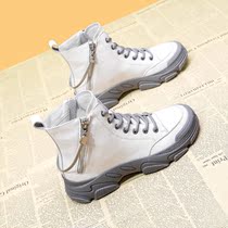 Net Red Fashion Trends Genuine Leather Martin boots woman 2022 Fall new thick bottom heightening Inn wind Short boots Ins