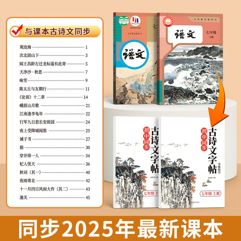初中生古诗词练字帖楷书七八九年级语文上册下册同步字帖练字文言文必背正楷贴钢笔硬笔书法初一古诗文专用,淘宝优惠券,粉丝福利购,淘宝优惠卷