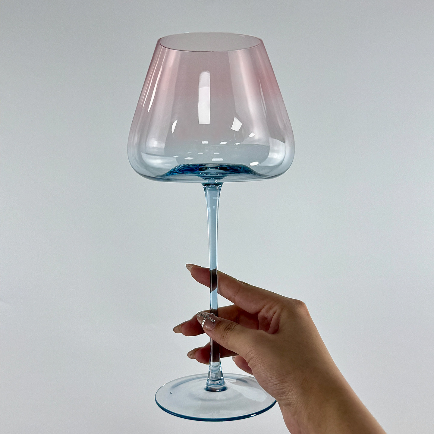 红酒杯水晶玻璃杯创意蓝粉渐变家用葡萄酒高脚杯手工高颜值红酒杯,淘宝优惠券,粉丝福利购,淘宝优惠卷