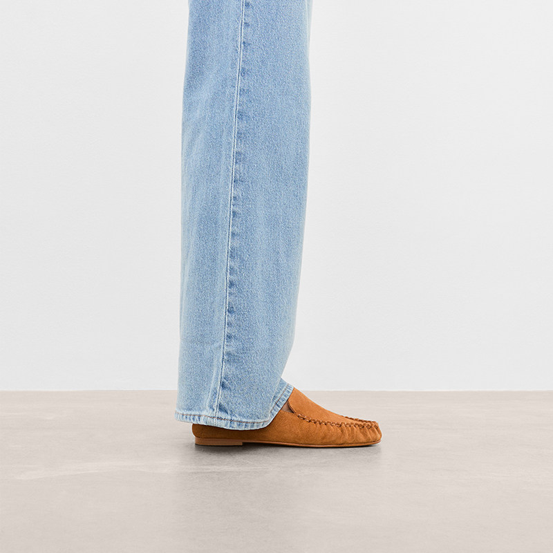 Flattered Bon Bon女士麂皮一脚蹬乐福鞋豆豆鞋老钱风平底单鞋新,淘宝优惠券,粉丝福利购,淘宝优惠卷