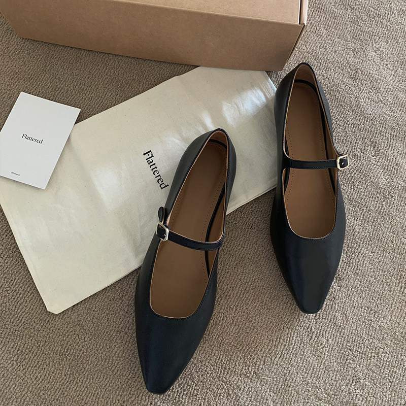 Flattered Camila女士尖头平底玛丽珍鞋手工羊皮复古皮鞋通勤单鞋,淘宝优惠券,粉丝福利购,淘宝优惠卷