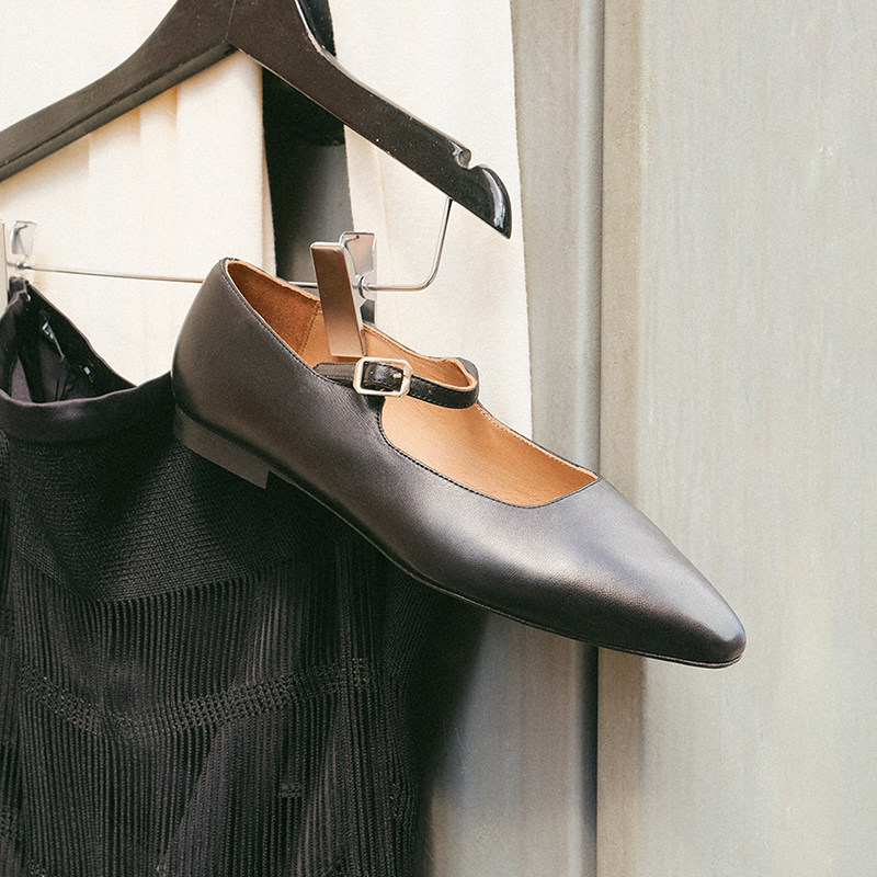 Flattered Camila女士羊皮尖头平底玛丽珍鞋通勤单鞋皮鞋2026新款,淘宝优惠券,粉丝福利购,淘宝优惠卷