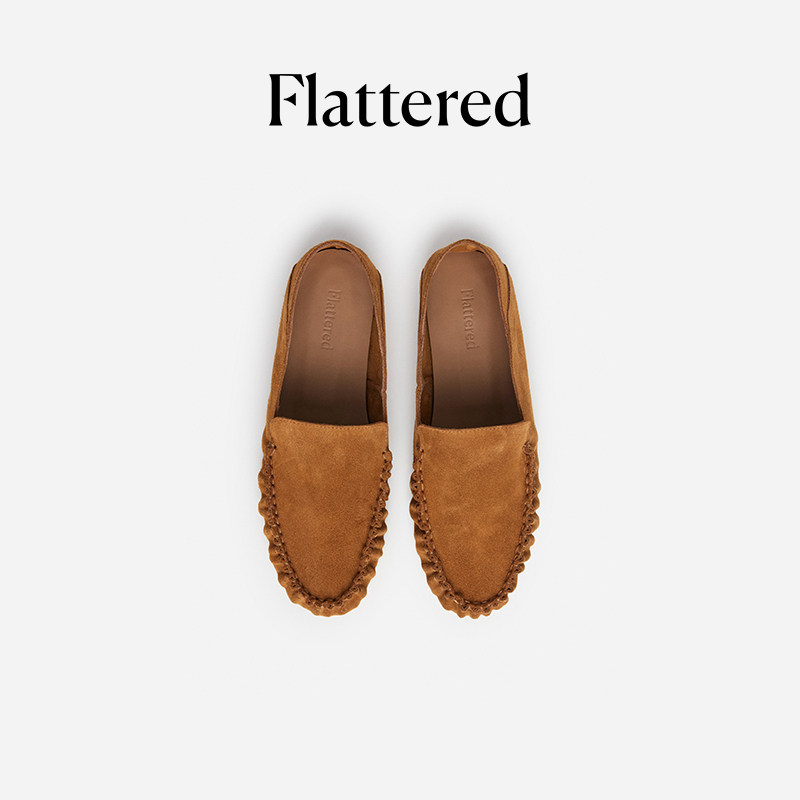 Flattered Bon Bon女士麂皮一脚蹬乐福鞋豆豆鞋老钱风平底单鞋新,淘宝优惠券,粉丝福利购,淘宝优惠卷