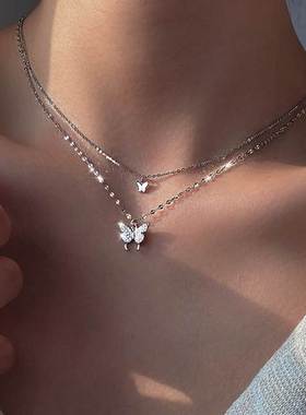 New metal double-layer clavicle chain temperament necklace