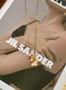 彩虹独角兽星星吊坠珐琅飞马项链挂坠小众沙金细项链度假风