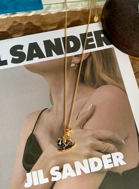 多巴胺彩珐琅项链配饰女简约轻奢高级感锁骨链吊坠颈链沙金饰品