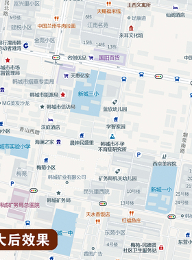 新款韩城市区地图定制交通道路图贴挂打印仿红木市区地图街道挂图