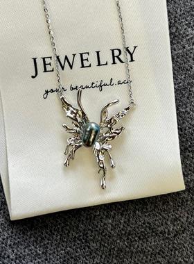 DIY配件925纯银液态套链蝴蝶空托