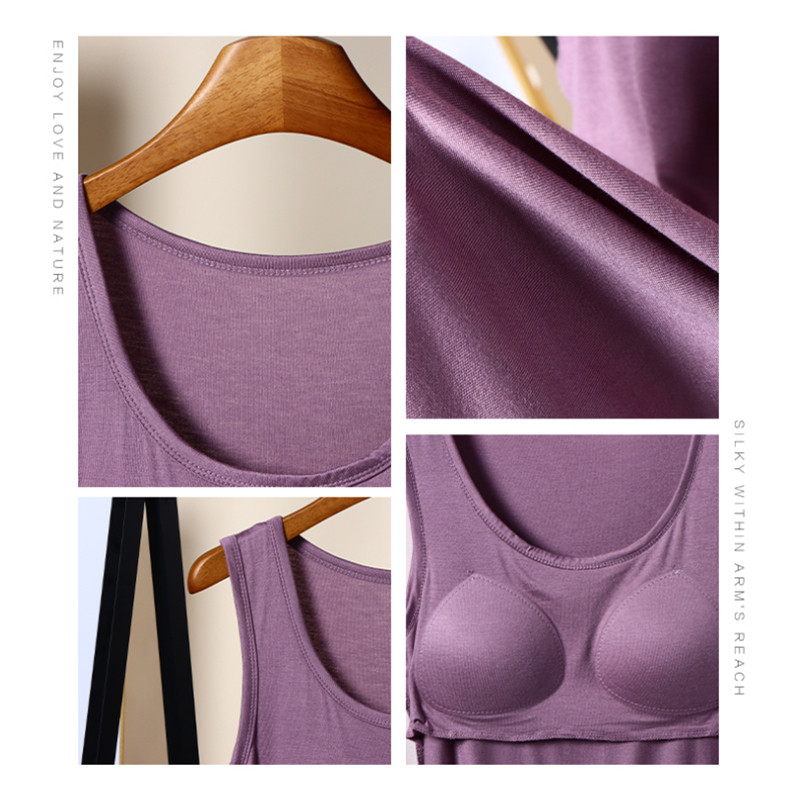 外穿莫代尔一体式带胸垫吊带背心女夏季薄款无袖内搭修身打底衫