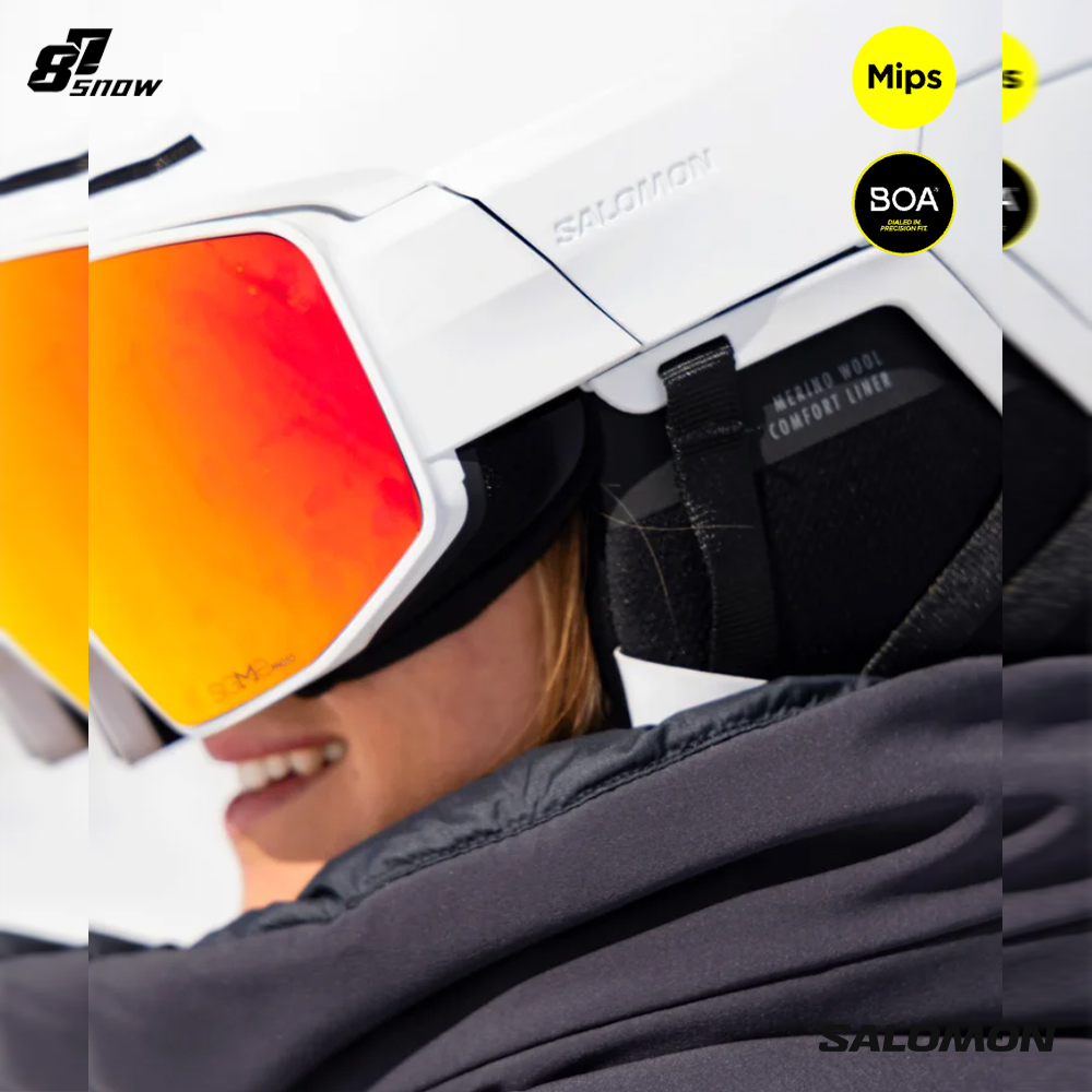 W25款SALOMON滑雪头盔雪镜盔镜一体MIPS系统安全防雾单板双板新品 - 图1