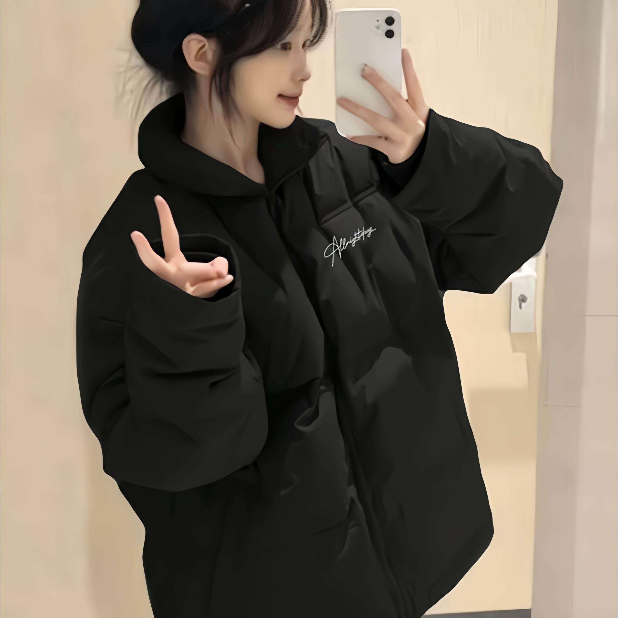 黑色宽松百搭羽绒棉服女大童冬季初中高中学生面包服外套棉衣棉袄,淘宝优惠券,粉丝福利购,淘宝优惠卷