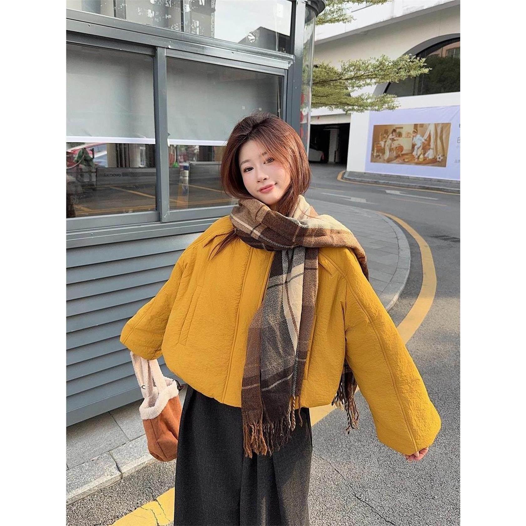 加厚保暖长袖棉服2025秋冬新款韩系时尚立领纽扣棉服外套上衣女潮,淘宝优惠券,粉丝福利购,淘宝优惠卷