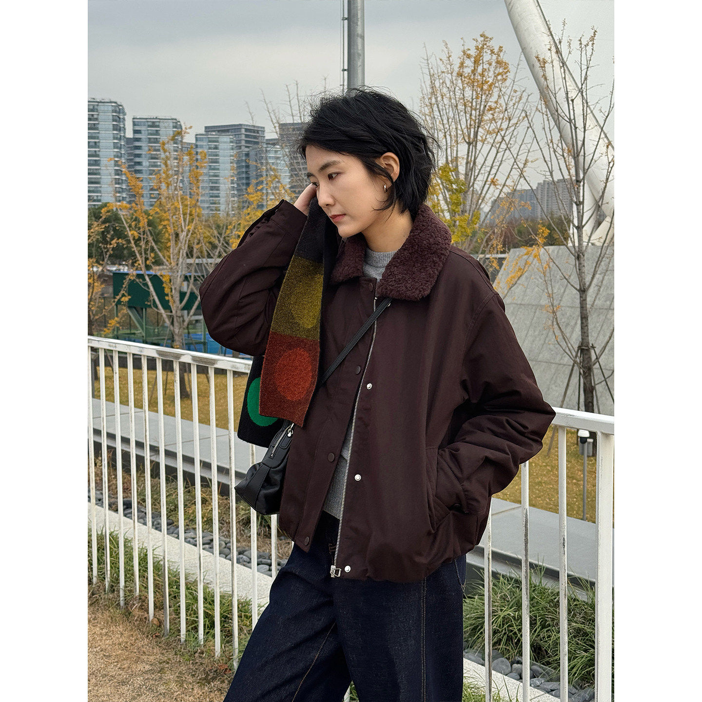 周浪清咖色老钱风夹克棉服女款2025新款冬季保暖棉衣短款夹棉外套,淘宝优惠券,粉丝福利购,淘宝优惠卷