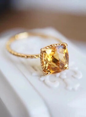 法国gentle motto「好运来」招财仿黄水晶镀925麻花戒圈迎财星黄