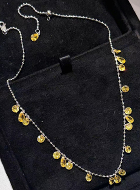 法国gentle motto设计波光粼粼黄钻招财锆石项链  手链百搭气质