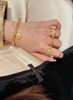 法国Gentle Motto古法金工艺手工做旧扎吉拉姆抽绳戒指