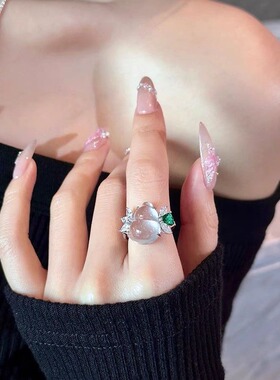 法国Gentle Motto新中式水沫玉葫芦戒指女媲美铜材质镶嵌钻石