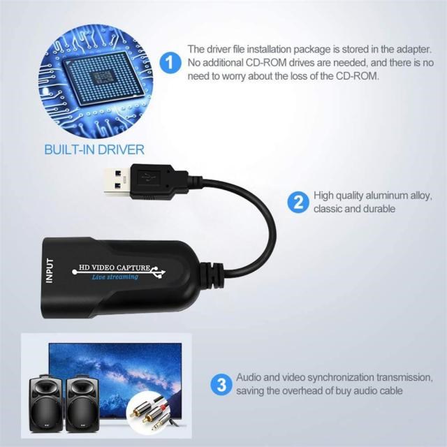 Portable USB 2.0 HDMI Game Capture Card 1080P placa de video - 图0
