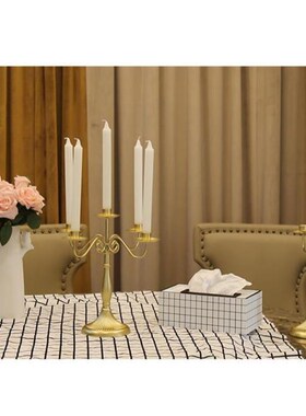 Silver/Gold/Bronze/Black 3-Arms Metal Pillar Candle Holders