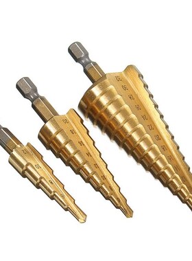 3Pcs Hss Step Drill Bit Set Cone Hole Cutter Taper Metric 4-