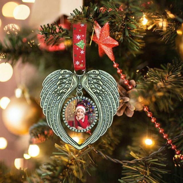 New Angel Wings Heart Shaped DIY Photo Christmas Pendant Pho - 图2