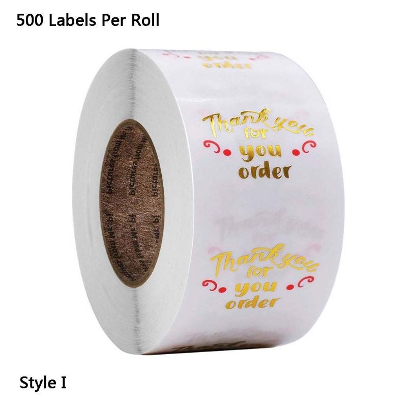 500pcs/roll Round Transparent Thank You Stickers Package Sea - 图2