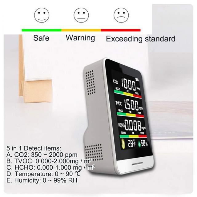 Multifunctional 5-in-1 CO2 Meter Digital Temperature Humidit-图1