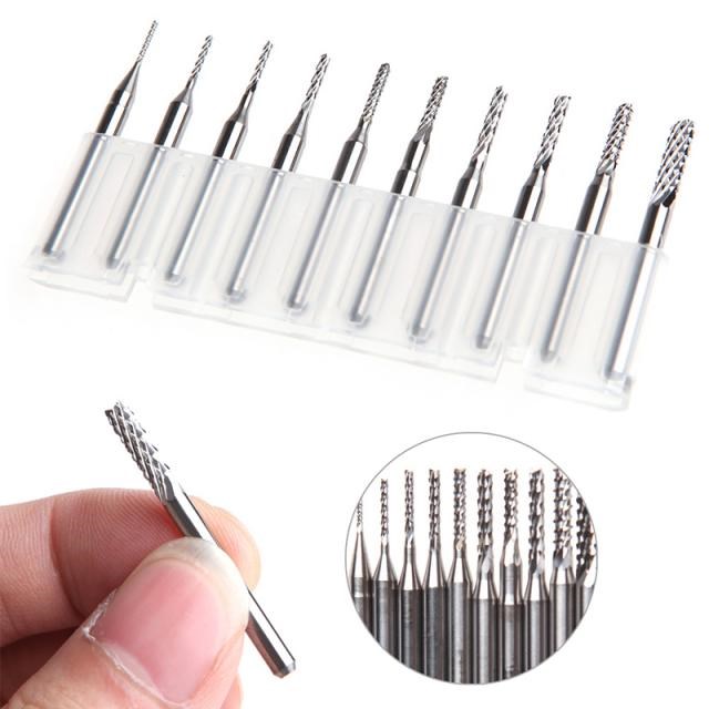 10Pcs/set 1/8'' 0.8-3.175mm PCB Twist Drill Bit Set - 图0