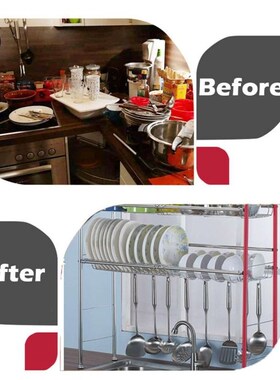 70/90cm Stainless Steel Dish Drying Rack Over the Sink Kitch