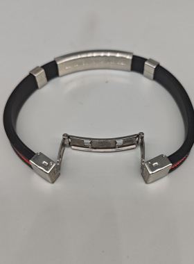 不锈钢硅胶手环素圈欧美网红代发简约黑男手镯个性男创意手链细窄