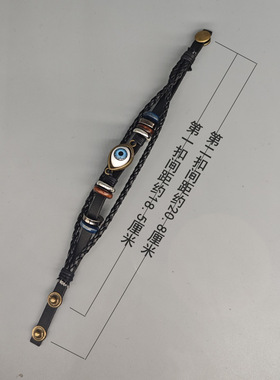 蓝色眼睛皮革手链小众设计森系学生简约复古个性多层手环网红热销