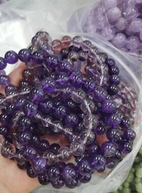 天然紫水晶 乌拉圭紫水晶深色浅色手串饰品 紫水晶单圈女款