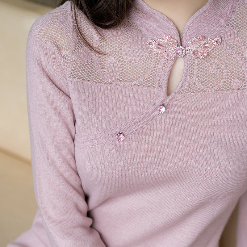 四美子针织粉色水云间秋冬长连衣裙 四美子连衣裙