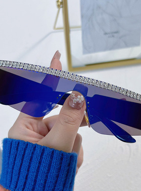 英国moleubak一体太阳镜 欧美个性镶钻连体骑行眼镜 嘻哈运动