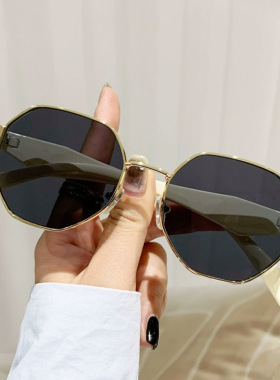 英国Moleubak个性多边方菱框太阳镜时尚大框咖啡茶色墨镜潮流