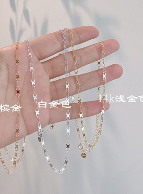 日系设计师topwhits925银闪闪8字链锁骨链女叠戴蕾丝八字链无限