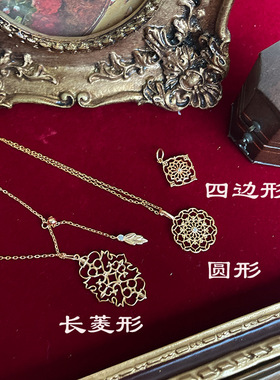 日系轻奢文艺复古镂空花纹简约百搭毛衣链坠子925银吊坠项链