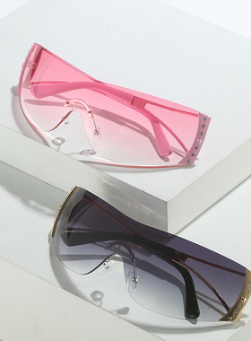 英国moleubak欧美无框男女yk太阳眼镜水钻连体墨镜潮流运动镜