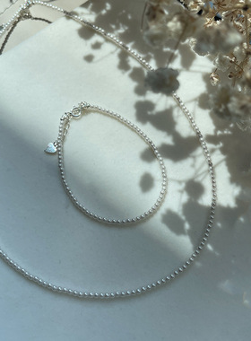 日系正圆2mm小米珠人造珍珠银项链baby小米粒高级锁骨链手链女