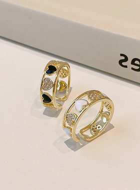 气质甜美S925银爱心镂空戒指女时