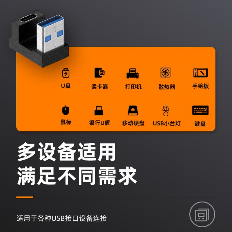 USB转接头Typec公对母转公母90度直角L形U型立式弯头手机平板笔记本电脑OTG转换器雷电34PD快充数据线延长U盘 - 图3