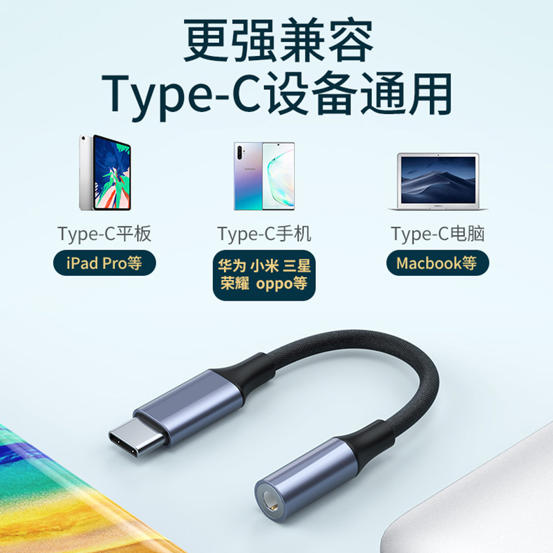 适用苹果15promax平板ipad耳机转接头type-c转3.5mm转接线mac电脑air4/5平板mini6充电二合一转换器11/12.9寸