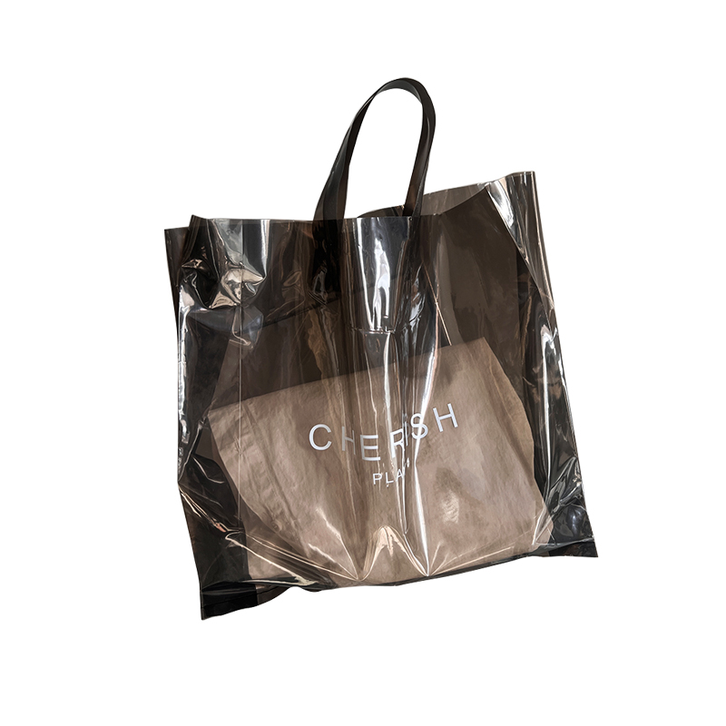 黑色服装店女装装衣服手拎袋子透明高档手提塑料购物袋批发定制