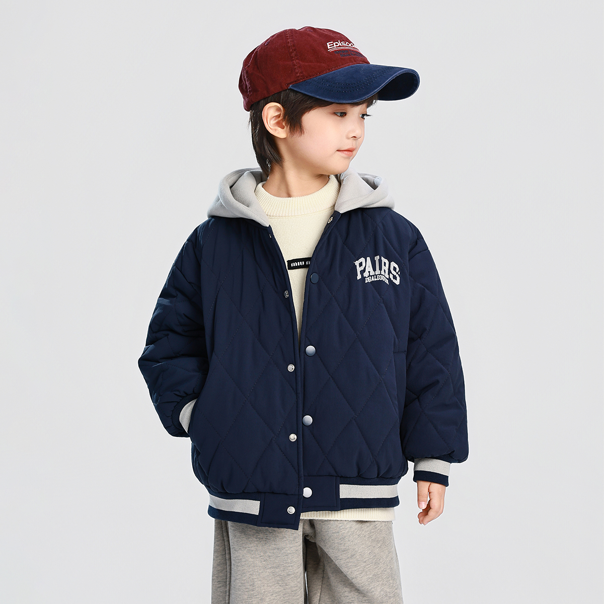 男童夹棉外套棉服2025秋冬装新款儿童加厚保暖男孩连帽防水棉衣 - 图0